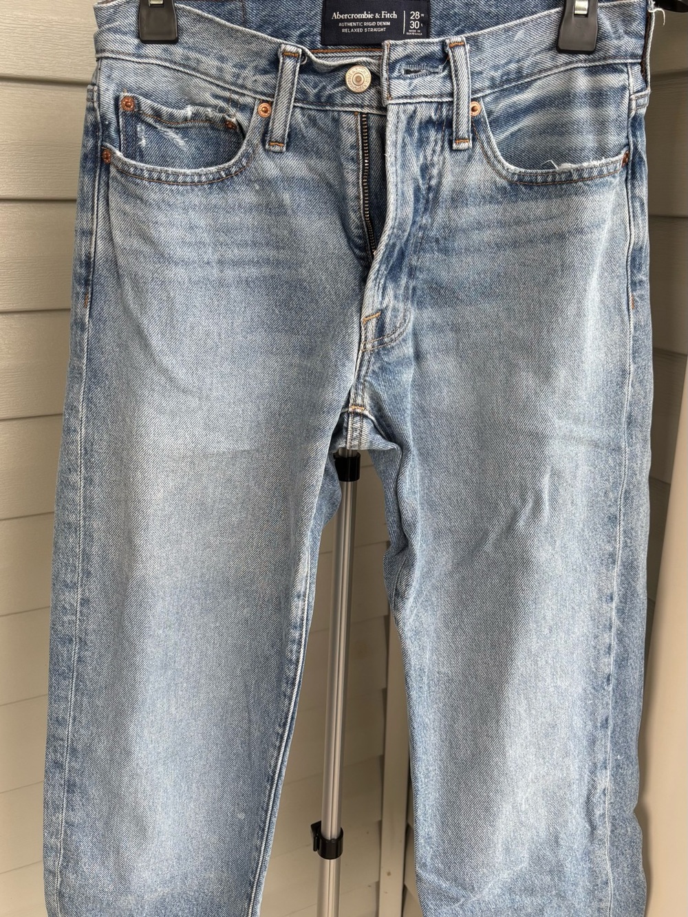 Abercrombie & Fitch Mens Jeans 28x30‎ Relaxed Straight Rigid Denim Light Wash